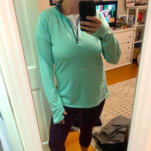 Teal Nike Dri-Fit quarter zip jacket